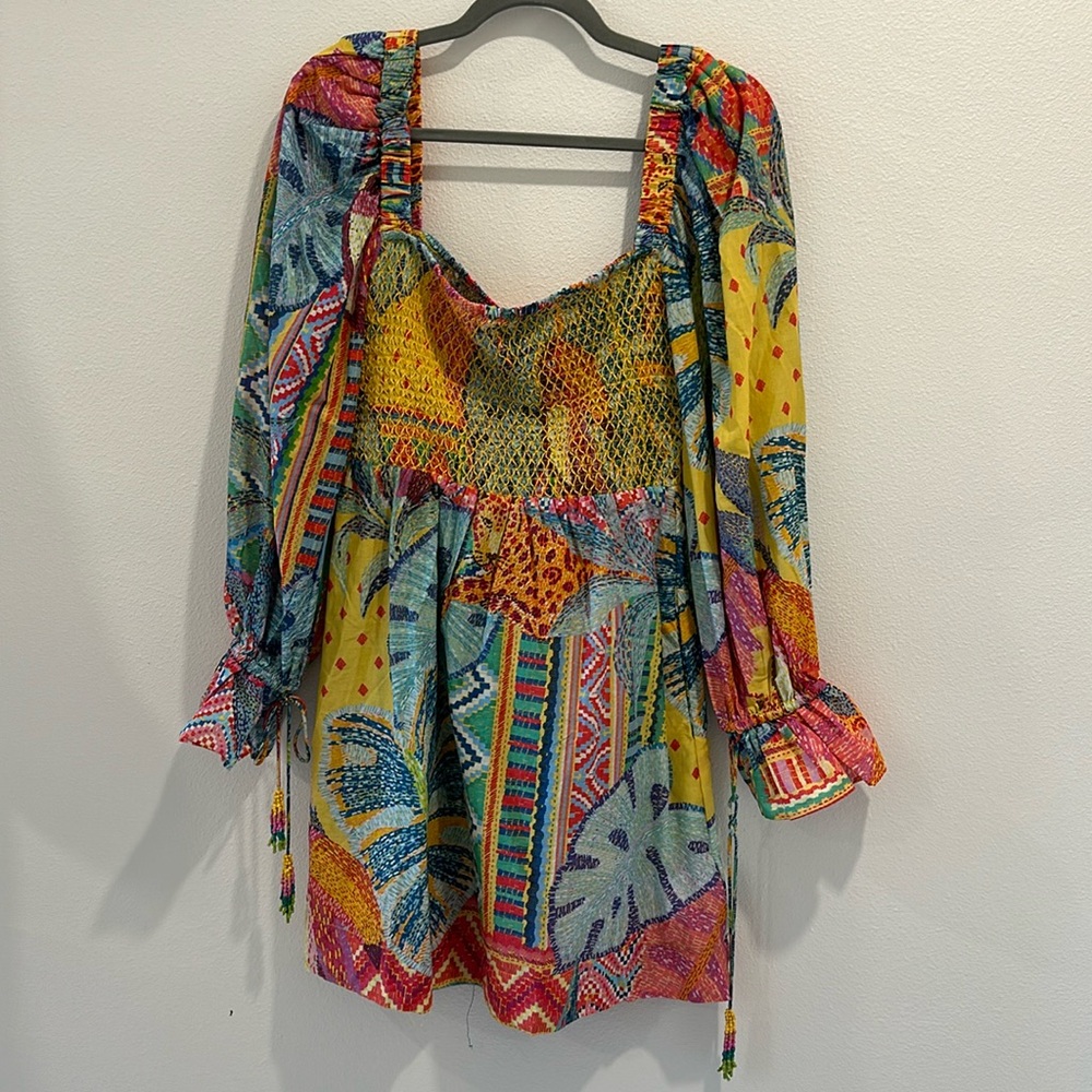 NWT - FARM RIO Summer Tapestry Smocked Minidress